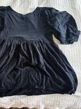 Free People Black Puff Sleeve Babydoll Dress